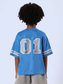 SUMWON Legend Athletic Jersey Kids Sports Team Style Baseball Short Sleeve Training Practice Performance Workout Tee Sportswear Jersey Youth - Blue - View 2