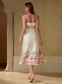 MOTF PREMIUM BUTTERFLY AND FLORAL PRINT FOLDOVER TUBE COCKTAIL DRESS - Multicolor - View 3