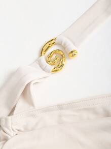 Sweetra Novo Vestido Minivestido Evasê Emagrecer Escalonado Desenho de Joias em Espiral Dourado Pendurado para Mulheres