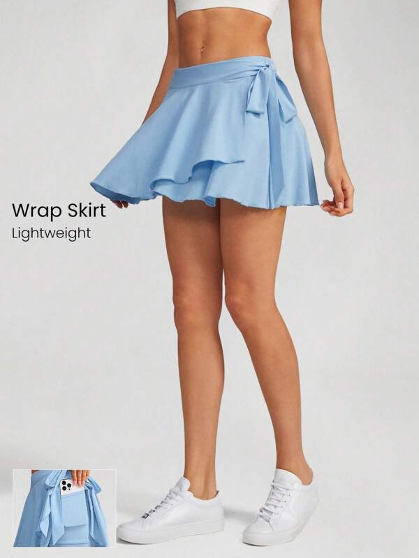 GLOWMODE FeatherFit™ VitalSwift Wrap Ruffle Anti-Slip Pocket Skirt Skort With Built-In Shorts Low Impact Yoga Studio Quick Dry Moisture Wicking