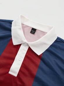 Manfinity Homme 男士字母条纹短袖休闲/通勤Polo衫 - 彩色 - 查看 3