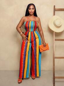 BamGleam Mono de tirantes de colores para mujer con cinturón en la cintura, verano - Multicolor - Ver 3