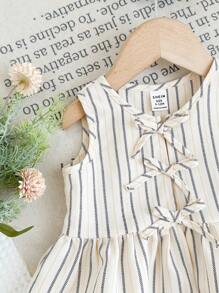 LMoss Kids LMoss 2pcs Baby Girl Woven Striped Top And Loose Casual Pants Set Toddler Girls Two Pieces Set Toddler Linen Set Girls Two Pieces Outfits Toddler Striped Set 2 Pieces Toddler Set - Multicolor - View 4