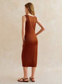 Écloséra 女士优雅圆领金属纽扣连衣裙夏季连衣裙