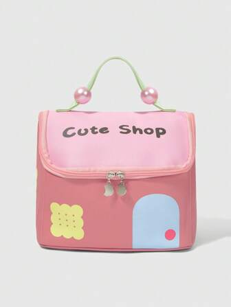 Kawaii Bolso de maquillaje pequeño y lindo en colores contrastantes con diseño de casa para mujeres