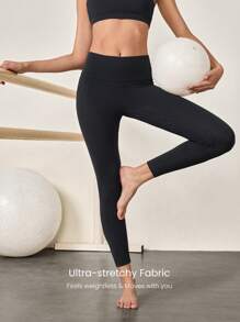 GLOWMODE 24" FeatherFit™ Quần skinny  chạy Xà cạp Điêu khắc Kiểm soát bụng Khỏe mạnh Quần tất Với Ẩn giấu Mặt trước Túi - màu đen - Xem 6