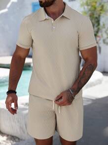 Manfinity Homme 1 Zestaw Męski Jednolity Kolor Krótki Rękaw Polo Koszulka I Sznurek W Pasie Kieszenie Spodenki 2 Części Zestaw Dla Mężczyzn Lato Mężczyźni Dwuczęściowy Casual Krótkie Zestawy 2 Części Letni Zestaw Mężczyźni Mężczyźni 2 Części Zestaw Lato Dwuczęściowy Zestaw Mężczyźni Lato