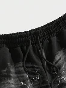 ROMWE MEN Street Life Quần short thường ngày đính đá Rhinestone cổ điển dành cho nam, thích hợp mặc hàng ngày - trắng - Xem 3