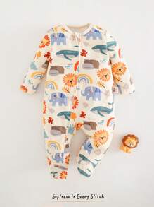 Cozy Pixies Newborn Baby Boy/Girl Cartoon Animal Knit Soft Round Neck Long Sleeve Romper With Long Pants