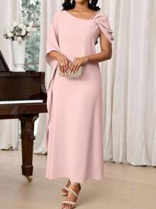 SHEIN Unity Bata larga asimétrica para mujer - Rosa - Ver 3