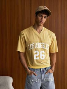 SWAVVY Men's Woven Casual Loose Fit Numeric Print Short Sleeve T-Shirt, Summer, School