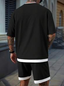 Manfinity CasualCool Men's Casual Crew Neck Short Sleeve T-Shirt Set, Summer Mens 2 Pieces Outfits Summer Mens Two Pieces Outfits Men Two Pieces Outfits Short Set Men Two Pieces Short Sets Mens 2 Pieces Outfits Short Set