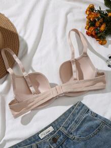 SHEIN 1 件女士钢圈聚拢文胸，带提升、支撑和无缝 - 杏色 - 查看 2