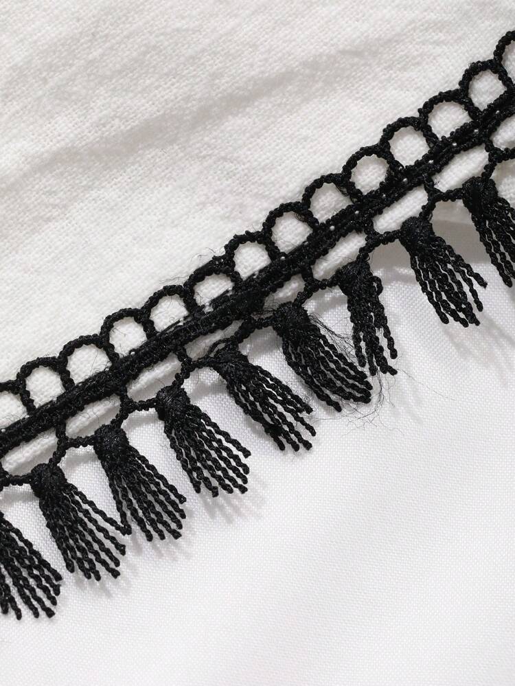 Patchwork Contrast Color Fringe Trim A-Line Dress With Princess Sleeves, Elegant Resort Style Fall Long Dress For Women,Casual Women Dresses Long Sleeve Dress