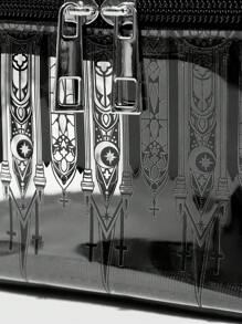 ROMWE Black Gothic Style Printed Bucket-Shaped Miscellaneous Storage Bag - Black - View 3