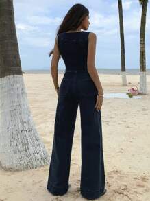 DAZY Women Denim Two Pieces Outfits - Blue - View 2