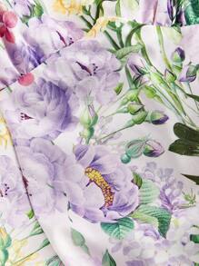 SHEIN MOD Vestido de mujer de largo medio con cuello halter y estampado floral romántico, ideal para el Día de San Valentín, primavera, brunch, fiesta de té, vacaciones en la playa, vestido floral, vestidos vintage para mujer