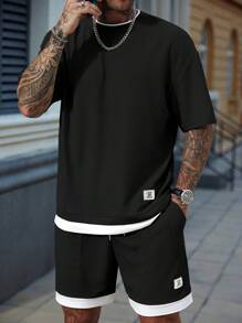 Manfinity CasualCool Men's Casual Crew Neck Short Sleeve T-Shirt Set, Summer Mens 2 Pieces Outfits Summer Mens Two Pieces Outfits Men Two Pieces Outfits Short Set Men Two Pieces Short Sets Mens 2 Pieces Outfits Short Set
