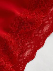 SHEIN MOD 女士白色浪漫纯色休闲节日细肩带连衣裙 - 紅色 - 查看 4