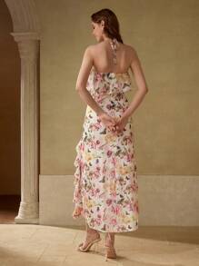 MOTF PREMIUM FLORAL PRINT RUFFLE TRIM DRESS - Multicolor - View 4