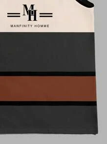 Manfinity Homme Áo ba lỗ in họa tiết sọc màu tối giản cho nam - Nhiều màu - Xem 4