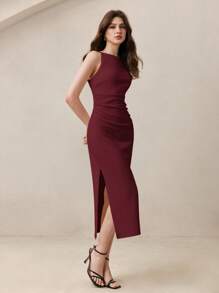 BizChic Đầm nữ mùa Xuân/Hè mới màu đỏ Angora, dây mảnh, eo nhún, xẻ tà, kiểu dáng thanh lịch và sang trọng, phù hợp cho công sở hàng ngày, mang hơi hướng lãng mạn thập niên 90, thích hợp cho Giáng sinh, Năm mới, Ngày Valentine, tiệc tùng, đi biển, lễ tốt nghiệp, thời trang, lễ hội, kỳ nghỉ, dễ phối đồ, phong cách tối giản lãng mạn, phù hợp cho khách dự đám cưới, chủ nhà, hẹn hò, tiệc tùng, buổi hòa nhạc, bữa ăn sáng muộn, sân bay. - Màu Đỏ Sâu - Xem 3