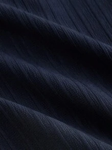 SHEIN MOD 大码休闲无袖褶饰纽扣衬衫 - 藏蓝色 - 查看 4