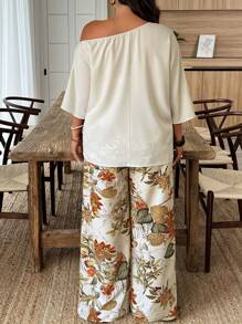 Weeklong Set de 2 piezas con estampado aleatorio para vacaciones en talla grande