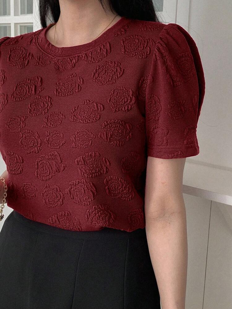 Women's Sweet & Casual Round Neck Short Sleeve Top, Summer T-Shirt