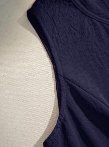 SHEIN LUNE 2pcs Women Faux Linen Texture Faux Wood Button Set - Navy Blue - View 6