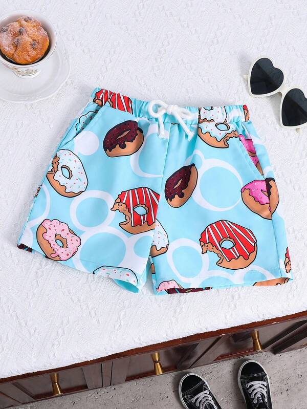 SHEIN Pantaloncini estivi casual da ragazzo con stampa a motivi perenni, comodi e versatili per uscite, vacanze, casual di strada, feste