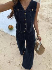 DAZY Women Denim Two Pieces Outfits - Blue - View 3