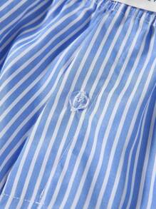 Manfinity Underwear&Sleepwear Basics 2pcs/Set Men's Loose Fit Letter & Striped Airy Pants