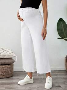SHEIN Pantalones capri blancos slim fit para maternidad