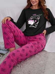 EURMUSE 100% Cotton 2Pcs  Animal Printed PJ Set - Navy Blue - View 3