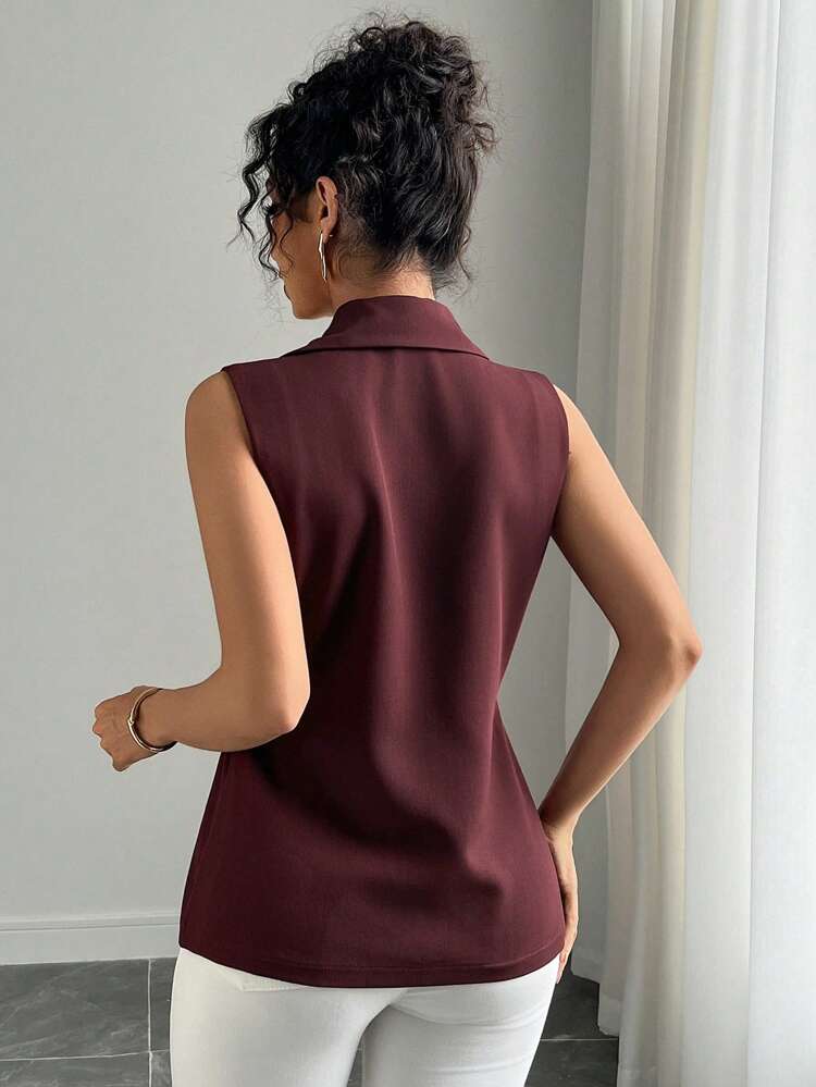Women's Summer Lapel Waist Fitted Vest/Waistcoat Going Out Tops