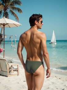 CoralVoy Bañador de unicolor para hombre, pantalones de baño casuales para playa y vacaciones - Marrón - Ver 2