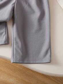 SHEIN 女婴优雅灰色无袖连体衣，带领子（不含腰带），夏季