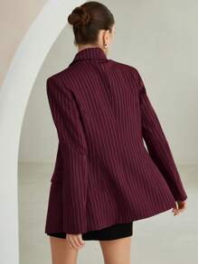 Aveloria Modichic 女士优雅解构细条纹西装外套，设计精美，彰显复古风情，通勤百搭，双排扣合身腰部设计，长袖