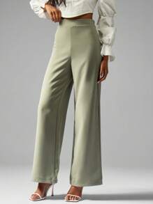 MISSGUIDED Wide Leg Dress Pants V Shaped Waistband Professional Office Work Trousers Business Formal Bottoms Fall Winter Workwear - Brown - View 6