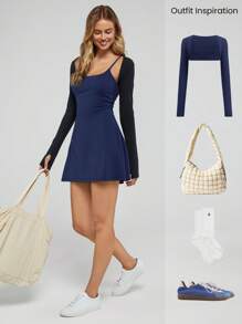 GLOWMODE FeatherFit™-空氣後背綁帶露背迷你洋裝