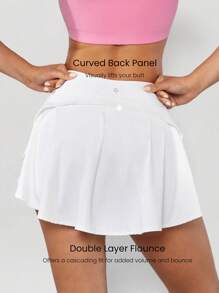 GLOWMODE Quick-Dry Tummy Control Pleated Flowy Skort With Built-In Shorts