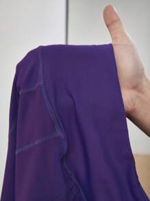 Menodora SHEIN Sport Pole Dance Laser Mesh Patchwork See-Through Sexy Sports Leggings - Blue - View 8