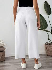 SHEIN Pantalones capri blancos slim fit para maternidad