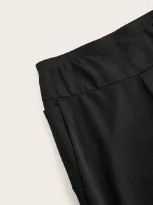 Slaydiva Plus Size Women High Waist Solid Color Yoga Pants, High Waist Elastic Pants, Slimming Fitness Leggings Suitable For Going Out - Black - View 6