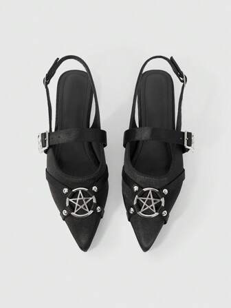 Women's Elegant Fashion Casual Pointed Toe Flats, Gothic Style Silk Flat Shoes Suitable For Party, Daily Wear, And Evening Occasions, Halloween