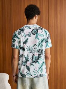 SWAVVY Playeras para hombre con corte ajustado, cuello redondo, mangas cortas, con dibujos gráficos florales, ropa casual y de moda para hombres en verano - Multicolor - Ver 2