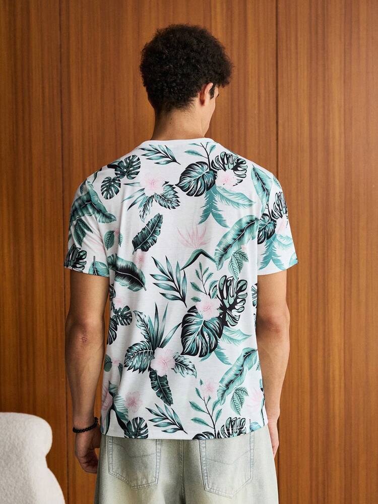 Men T-Shirts Fit Crew Neck Short Sleeve Graphic Tee Floral Casual Fashion Men Clothes Summer