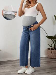 SHEIN Maternity Jeans,Beach Outfits For  Maternity - Blue - View 5