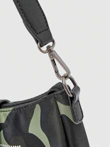 ROMWE Grunge Punk Women's Shoulder Bag With Letter Rhinestone Embellished Camouflage Pattern, Fashionable - Army Green - View 9